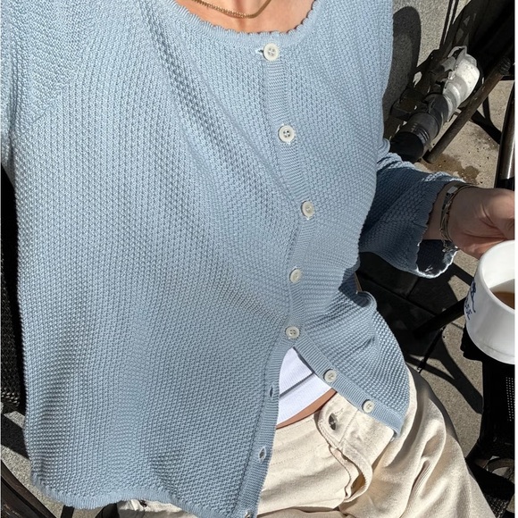 Djerf Avenue Amorini Cardigan Blue! Size M. Worn twice! - Picture 8 of 9